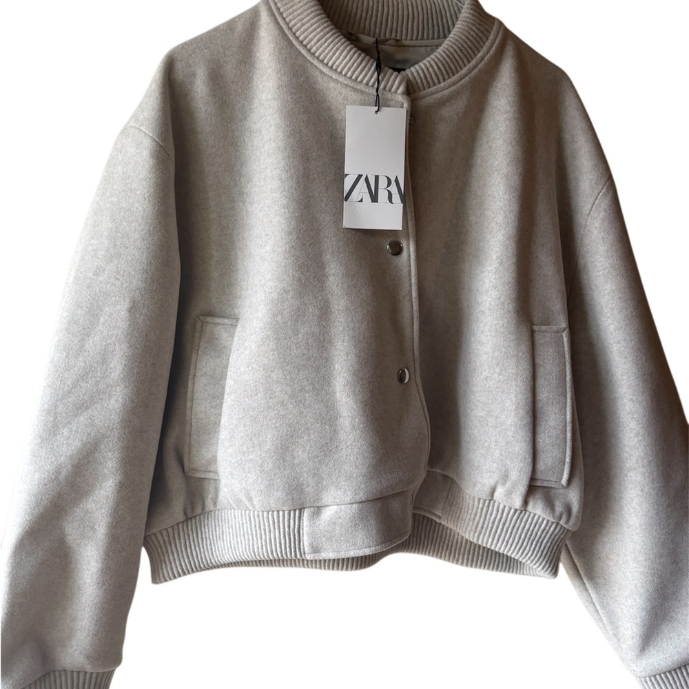 Zara Light Gray Button-Up Jacket